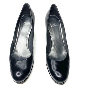 Stewart Weitzman womens black leather pumps 8N